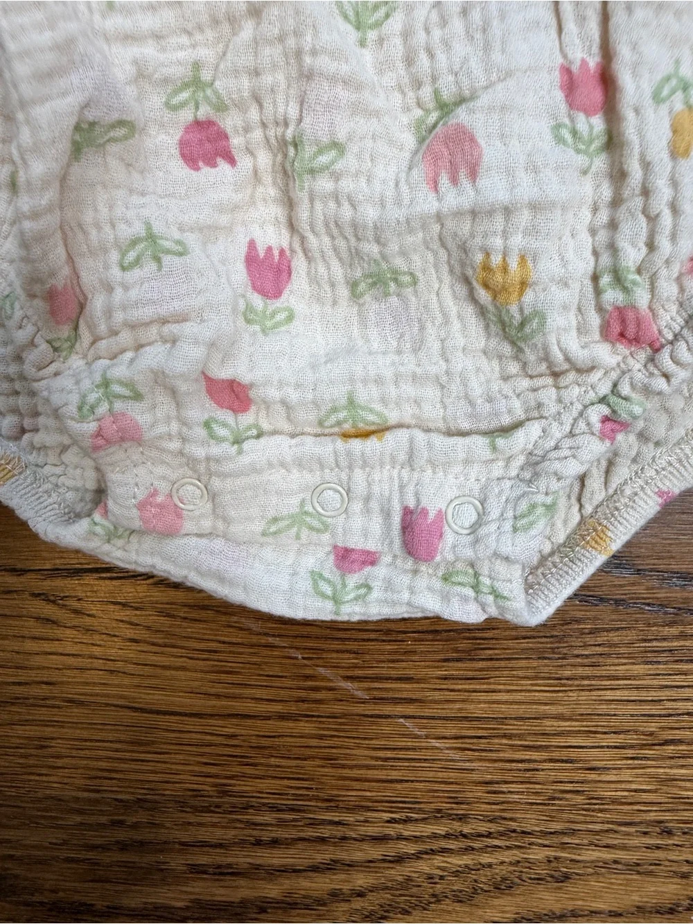 CHICKPEA Organic Baby Girls Floral Tulip Print Muslim Gauze Bubble Romper 3-6 M